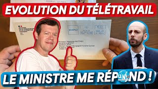 💥 Télétravail  Réponse du Ministre Stanislas Guérini sur le plafond de jours et lindemnisation 💶 [upl. by Nae]