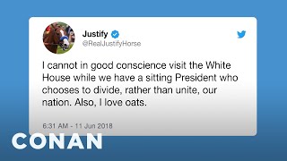 Justify The Horse Turns Down A Visit To The White House  CONAN on TBS [upl. by Leasi]