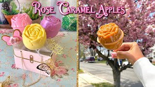 ROSE CARAMEL APPLES  3 Ingredient Microwave Caramel Apples  Mothers Day Rose Candy Apples [upl. by Coplin]