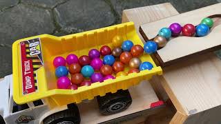 Marble run trucks  marble ball trucks  ASMR  full color marblerunrace asmr satisfying [upl. by Yborian]