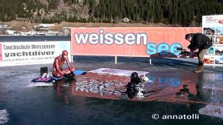 Am Weissensee Nik Linder Apnoe Weltrekord Streckentauchen unter Eis 1512011 HD1080p [upl. by Rabma]