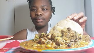 asmr mukbang delicious okrookra soup with fufu cook with me [upl. by Lorenza391]