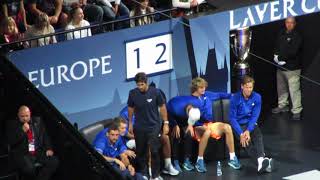 Laver Cup Team Europes reactions during Federer vs Kyrgios 6 [upl. by Kumagai741]