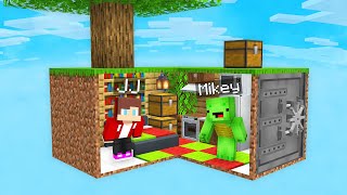 Mikey and JJ Built a Bunker Inside a SKY BLOCK in Minecraft Maizen [upl. by Einhoj812]