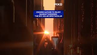 Crowds gather to enjoy Manhattanhenge 2023 in NYC [upl. by Luebke]