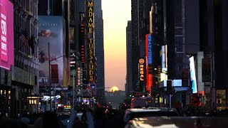 Manhattanhenge when the setting sun aligns with the Manhattan grid  AFP [upl. by Aiceila]