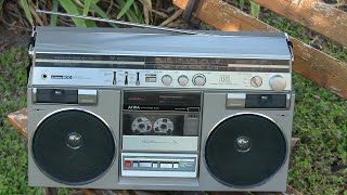 Aiwa CS600 boombox Cassette playing outside December 2023 [upl. by Ahtnammas324]