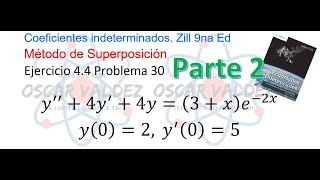 Ejercicios 44 Problema 30 Dennis G ZILL Coeficientes Indeterminados PVI PARTE 2 [upl. by Woodberry]