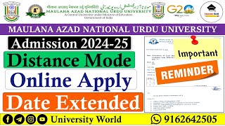 Manuu Online Apply Last Date Fees Courses 2024  Distance Admission 202425  UniversityWorld [upl. by Eibbed645]