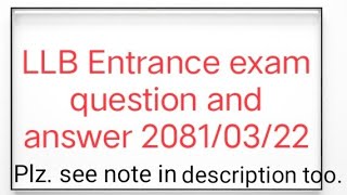 LLB Entrance MCQ question and answer 20810322 [upl. by Ynabe623]