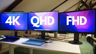 FHD vs QHD vs 4K  Monitor Resolution Comparison Between 1080p 1440p amp 2160p [upl. by Cavan]