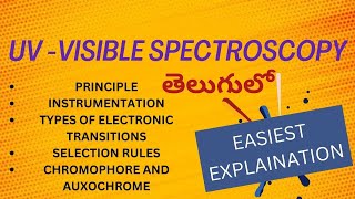 UV  VISIBLE SPECTROSCOPY  TELUGU chromophore  auxochromes [upl. by Orvah]