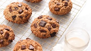 The BEST Vegan Oatmeal Chocolate Chip Cookies healthy amp easy [upl. by Rebm]