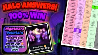 HOW TO WIN THE NEW HALO HALO ANSWERS FOR DREAM DUST ⭐ EVENINGFALL HALO 2024 🏰 ROYALE HIGH HALOS [upl. by Boeke]