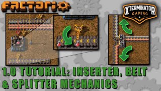 Factorio 10  018 Tutorial  Inserter Belt amp Splitter Mechanics New Player Guide [upl. by Zara]