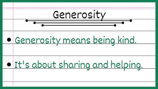 10 Lines on Generosity  Kindness Essay in English  How to Write an Essay on Generosity [upl. by Clarice]