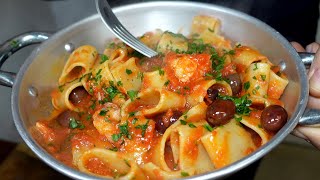 Pasta Calamarata con Baccalà e Olive nere semplicissima e squisita [upl. by Airoled]