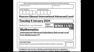 P1 January 2024 Q6 IAL WMA1101 Pearson Edexcel Math Past Paper [upl. by Ardnaeel]