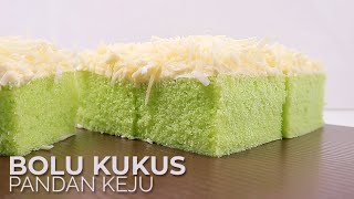 BOLU KUKUS PANDAN KEJU  PANDAN CHEESE STEAMED CAKE [upl. by Leonardi846]