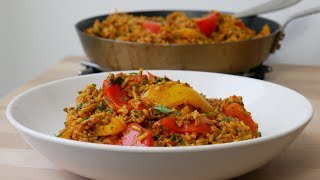 Paprika Reis Pfanne mit Hackfleisch  Rice Stir Fry with Bell Peppers amp Ground Beef  ENG SUBS [upl. by Len]