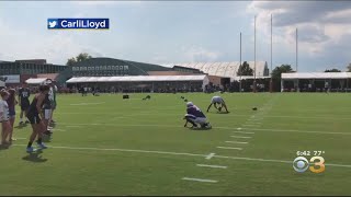 Carli Lloyd Crushes 55Yard Field Goal After Eagles Training Camp Practice [upl. by Pooh]