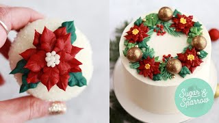 How to Make Buttercream Poinsettias for Holiday Cakes amp Cupcakes [upl. by Neelrahc]