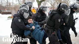 Alexei Navalny police in Russia crack down on protests as activists are detained [upl. by Lledner371]