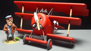 Tooned Fokker DR1 amp Red Baron by Suyata SK001 Manfred von Richthofen triplane WW1 model kit build [upl. by Aramahs237]