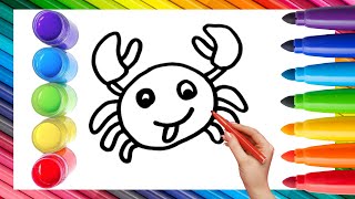 🦀Cute Crab🦀 Drawing Painting amp Coloring For Kids and Toddlers Child Art crabdrawing 🦀🌈🎨 [upl. by Deana]