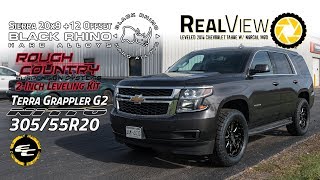 RealView  Leveled 2016 Chevy Tahoe w NorCal Mod 20x9 Black Rhinos amp 30555 Nittos [upl. by Naujled675]