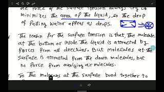 Ch3 part2 Surface tension Capillary action [upl. by Pooh]