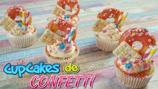 Cupcakes de CONFETTI  IDEALES PARA CUMPLEAÑOS  El Rincón de Belén [upl. by Eikceb]