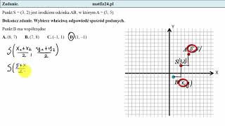 Zadanie 15 Wzór na środek odcinka Egzamin przykładowy ósmoklasisty CKE  MatFiz24pl [upl. by Yror838]