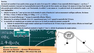 1ESPHYSIQUE SEQ Correction exercice travailpuissance en mouvement de rotation poulie à 2 gorge [upl. by Vivia]