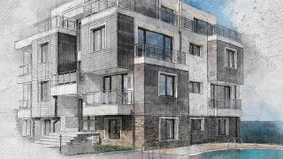 Architecture Sketch Photoshop Effect Tutorial [upl. by Hayifas]