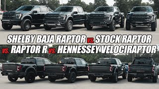 SHELBY BAJA RAPTOR vs STOCK RAPTOR vs RAPTOR R vs HENNESSEY VELOCIRAPTOR [upl. by Lraep332]