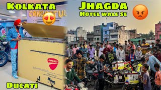 Finally Kolkata Pahuche 😍 or Hotel wale se Tagda Jhagda 😡 DUCATI ki Unboxing se Pehle ❤️ [upl. by Ahsratan]