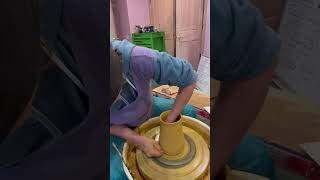 Throwing 2 blindfolded What a fun challenge potter potterywheel wheelthrowing challenge clay [upl. by Nagoh]