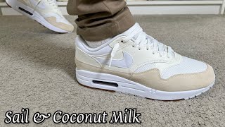 Nike Air Max 1 Sailamp Coconut Milk Reviewamp On foot [upl. by Neffets]