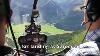 R44 Landing at Samedan 5600ft amsl Cockpit View with ATC [upl. by Ahsieym612]