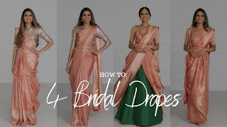 How to 4 Bridal Drapes  laxmi saree draping  saree blouse new trends  Tia Bhuva [upl. by O'Driscoll408]