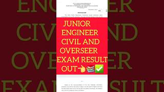 Junior engineer civil and overseer exam result out🤩👈✅️ short reels trending result top [upl. by Cumings]