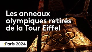 Les anneaux olympiques retirés de la Tour Eiffel [upl. by Theodora76]