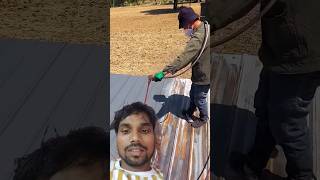 Chadar paint karne ka process 😱 satisfying roofpaint construction roofpainting funny shorts [upl. by Nyrok]