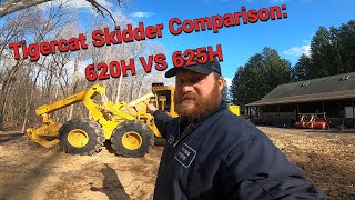 Tigercat Skidder Comparison 620H VS 625H Bogie [upl. by Ahsekam]