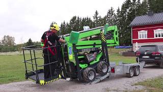 Leguan Lifts in action Gutter cleaning with Leguan 190  Easy transportation with Leguan trailer [upl. by Branham]