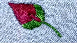 leaf 🍃 embroidery video for beginners [upl. by Josh186]