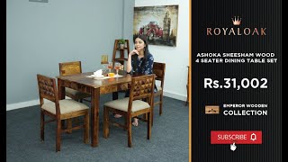 Royaloak  Ashoka Sheesham Wood 4 Seater Dining Table Set [upl. by Murton405]