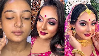 বাঙালি ব্রাইডাল মেকআপ  Bengali Bridal Makeup Tutorial Step By Step [upl. by Ahsaenat324]