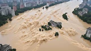 Cities in China are flooded the water level is catastrophic cars are floating [upl. by Oloapnaig]